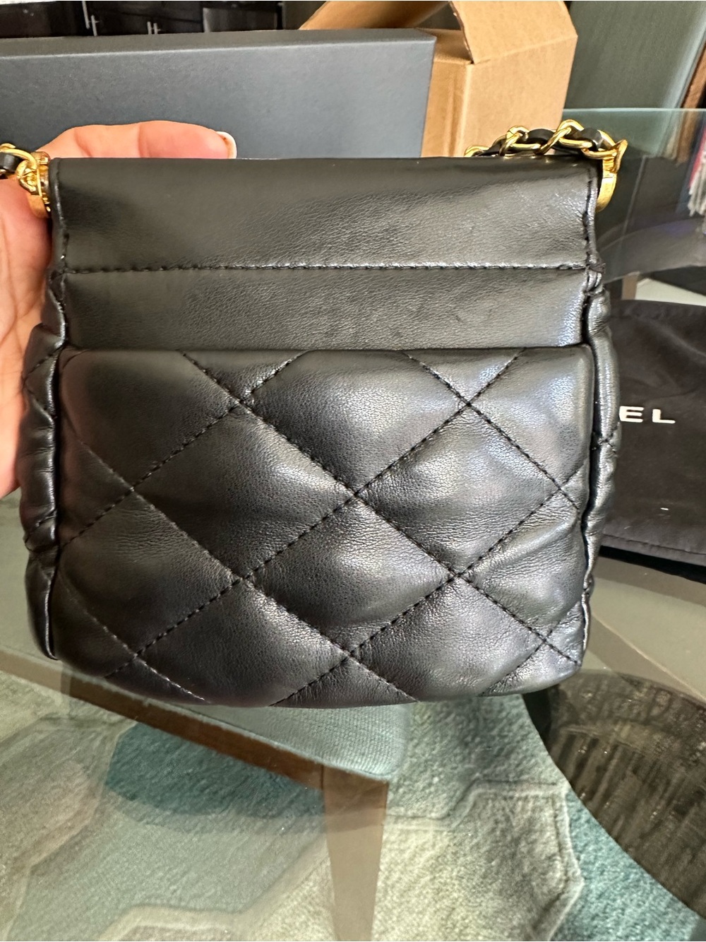 CHANEL VIP Gift Black Quilted Leather Crossbody Bag with Multicolor Charm Chain - Picture 8 of 13